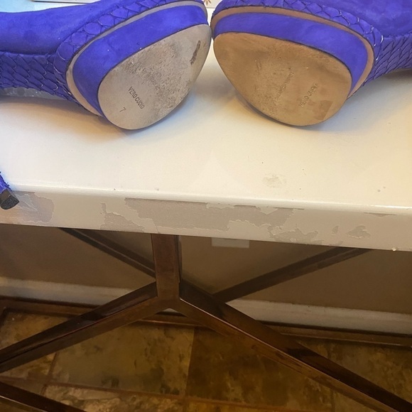 BRIAN ATWOOD PURPLE FONTANNE STILETTO PLATFORM SUEDE PUMPS SIZE 7 - Picture 8 of 13